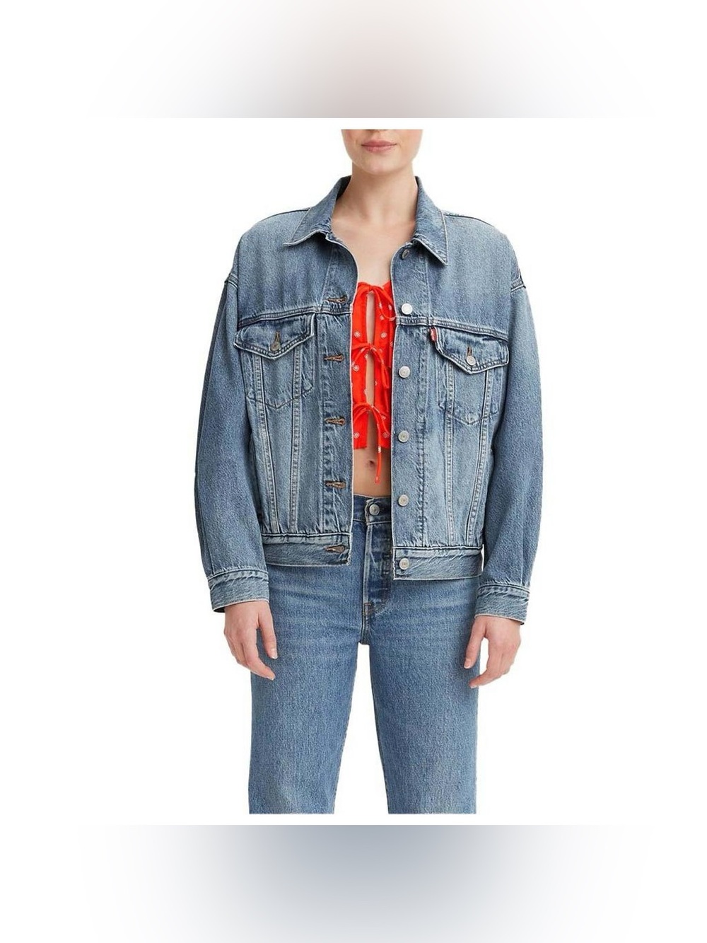 Levi's Boyfriend fit Denim Jacket, size Small, Medium Wash.